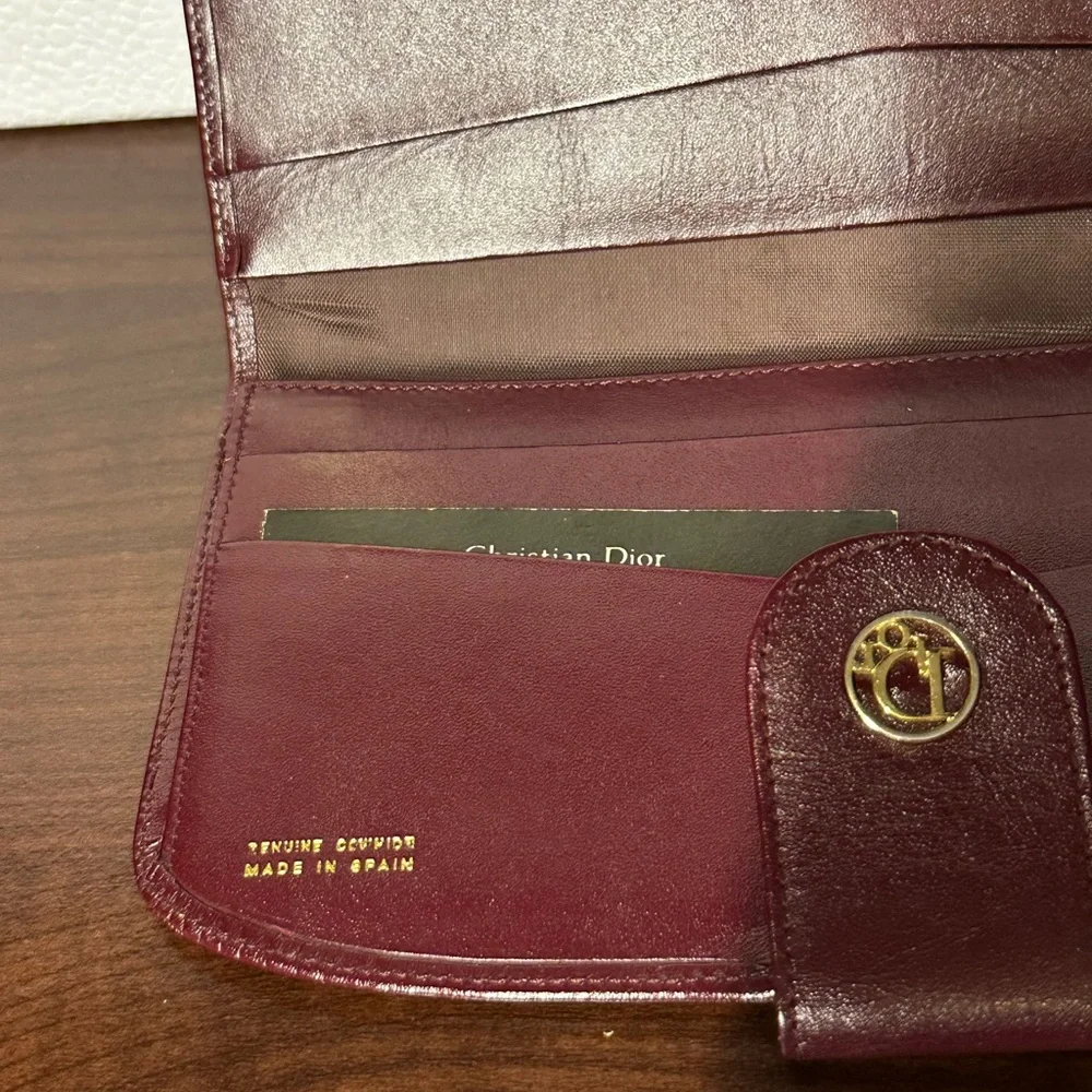 Vintage Dior Burgundy Leather Wallet EUC
